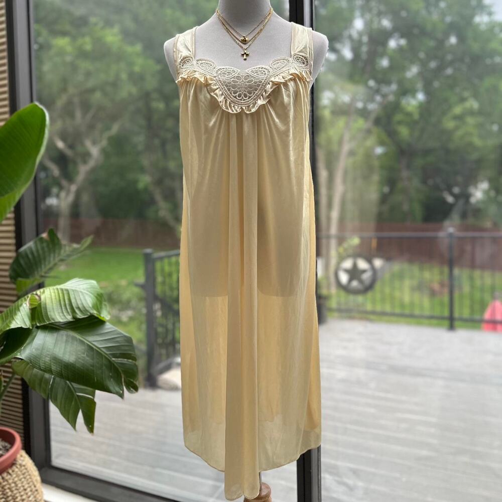 Yellow Lace Slip Nightgown Dress Coquette Fairycore